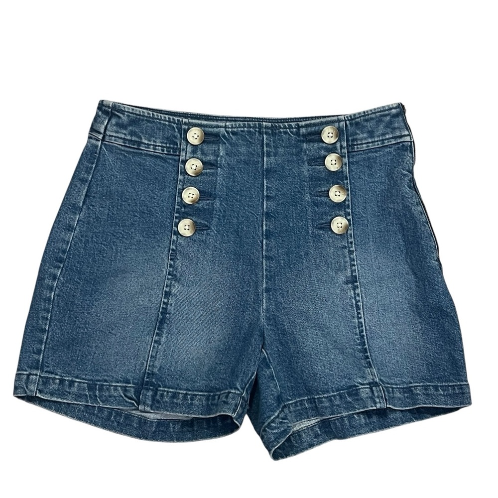❌SOLD LOFT Blue Button-Front Jean Shorts